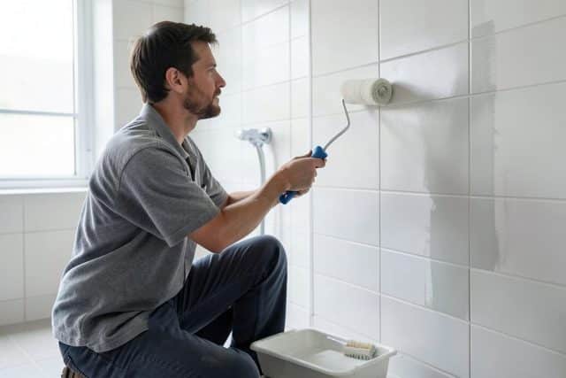 Peindre le carrelage d'une douche